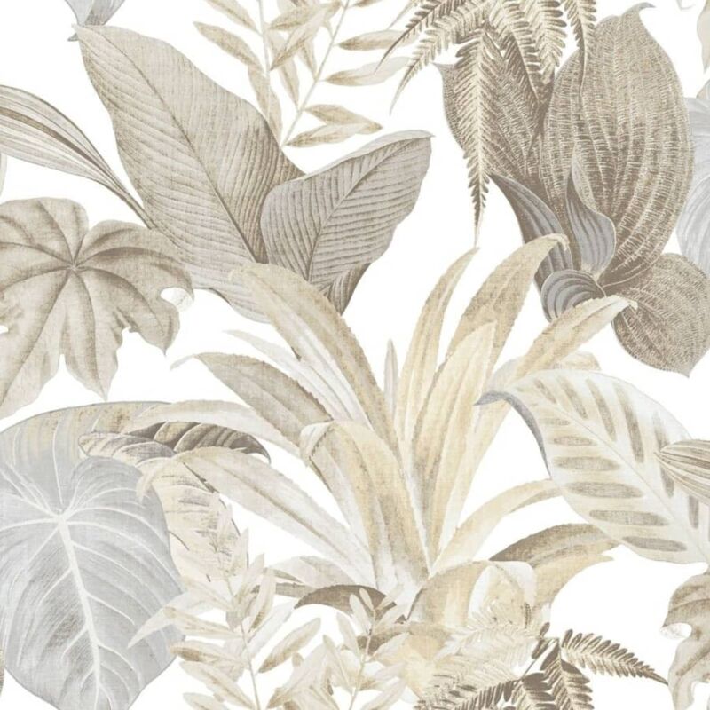 

Papel de pared Big Leaves beige - Beige - Topchic