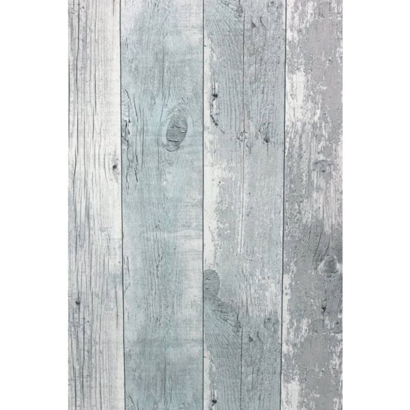 

Papel de pared Wooden Planks gris y azul - Topchic