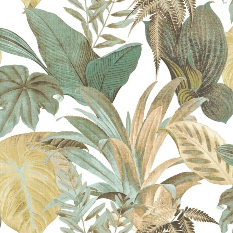 Topchic - Papier peint Big Leaves Vert et beige Noordwand