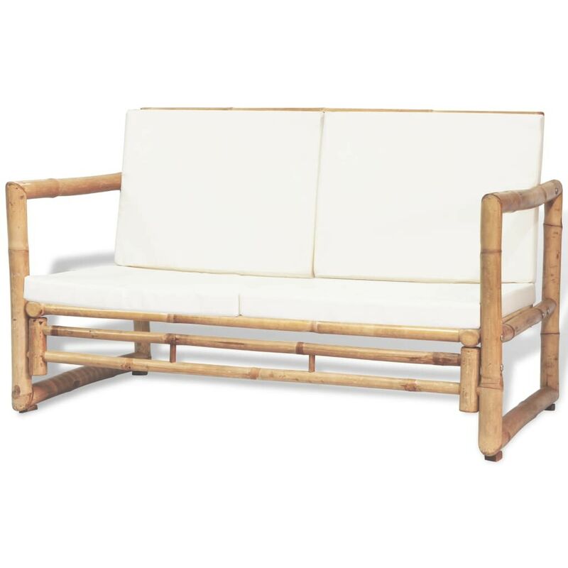 Topdeal - 2-Sitzer Gartensofa mit Polstern Bambus 27542