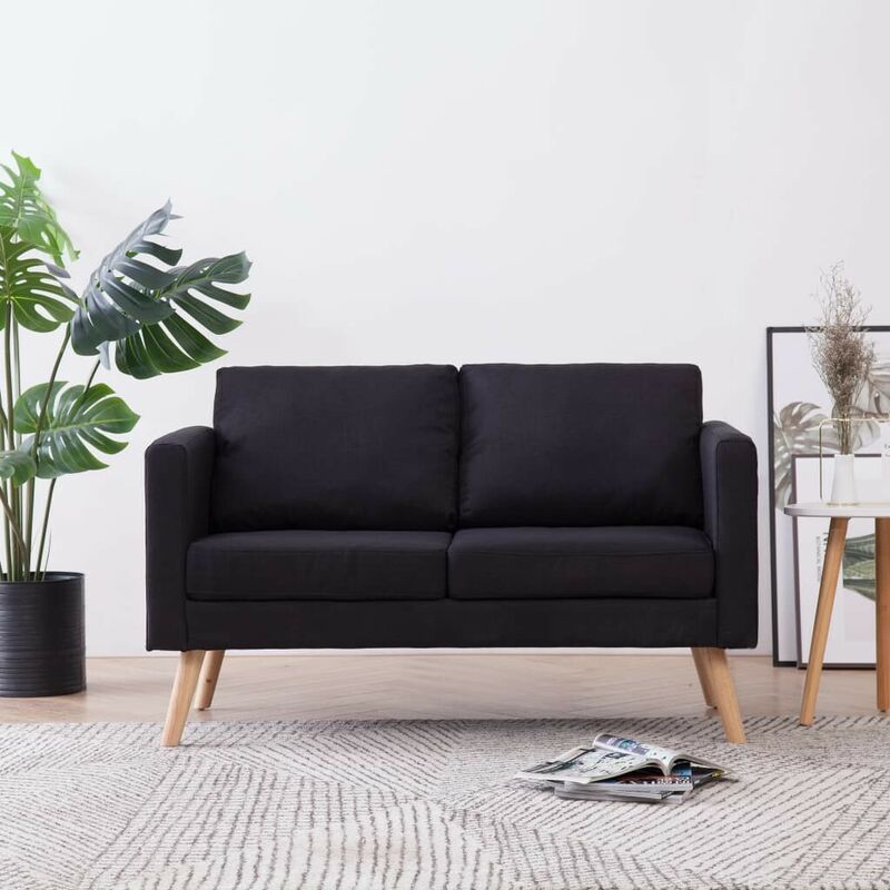 Topdeal - 2-Sitzer-Sofa Stoff Schwarz 22958