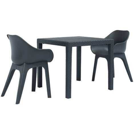 Topdeal 3 Piece Bistro Set Plastic Anthracite VDTD19004