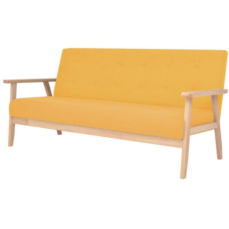 Topdeal - 3-Sitzer Sofa Stoff Gelb 10734