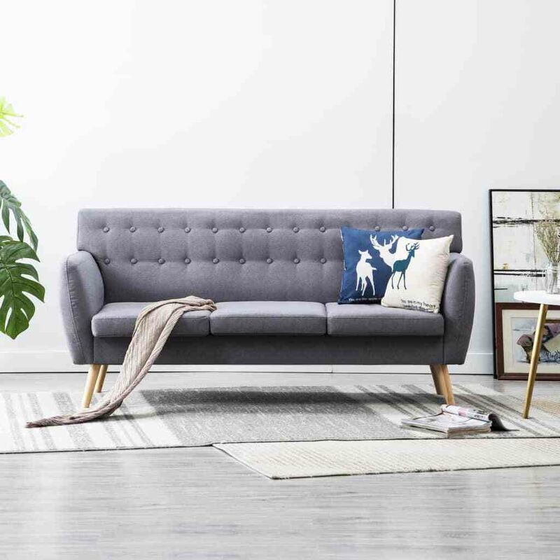 Topdeal 3-Sitzer-Sofa Stoffbezug 172x70x82 cm Hellgrau 13043