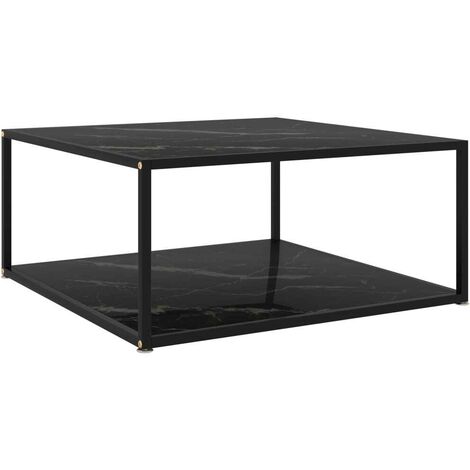 Topdeal 322895 Coffee Table Black 80x80x35 cm Tempered Glass FF322895FR