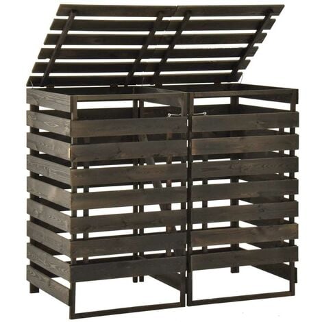 Topdeal Abri de poubelle double 140x75x121 cm Bois de pin massif peint FF315411FR