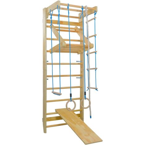 Topdeal Aire de jeu intérieure d'escalade avec anneau d'échelles Bois FF92335FR