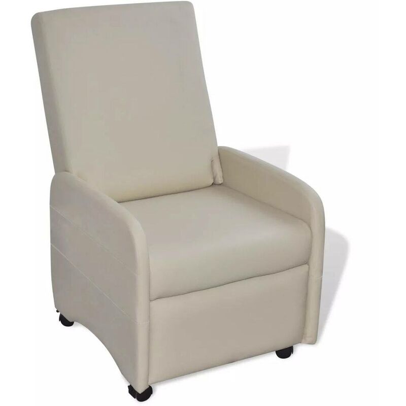 Topdeal - Ausklappbarer Sessel Creme Kunstleder 08911