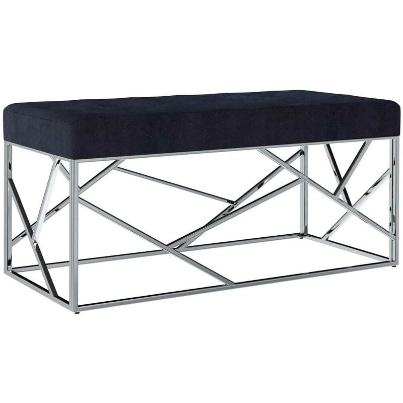 Topdeal VDTD14642_FR Banc 97 cm Noir Tissu de velours et acier inoxydable