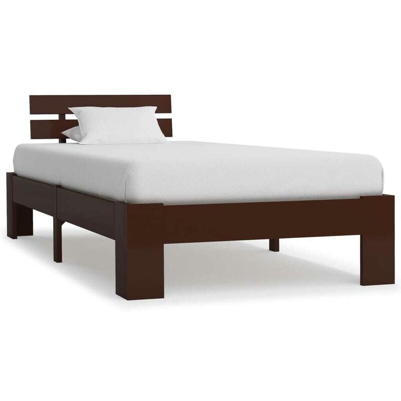 Bed Frame Dark Brown Solid Pine Wood 100x200 cm VDTD24063
