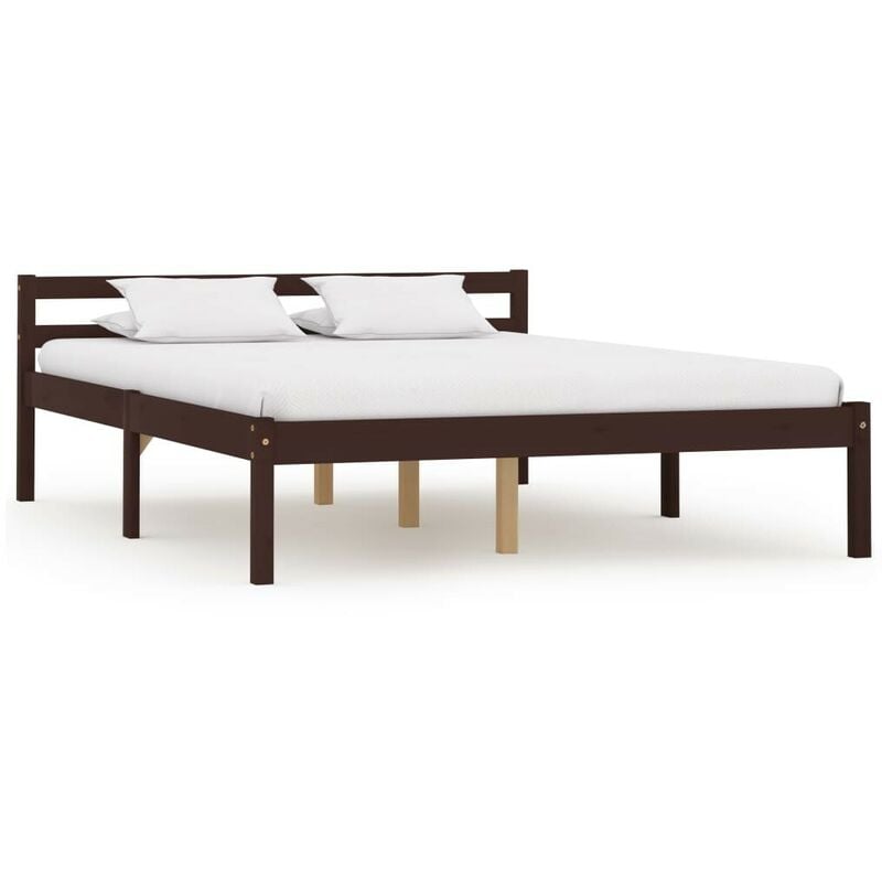 Bed Frame Dark Brown Solid Pine Wood 120x200 cm VDTD24094