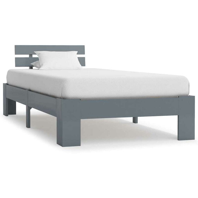 Bed Frame Grey Solid Pine Wood 100x200 cm VDTD24057