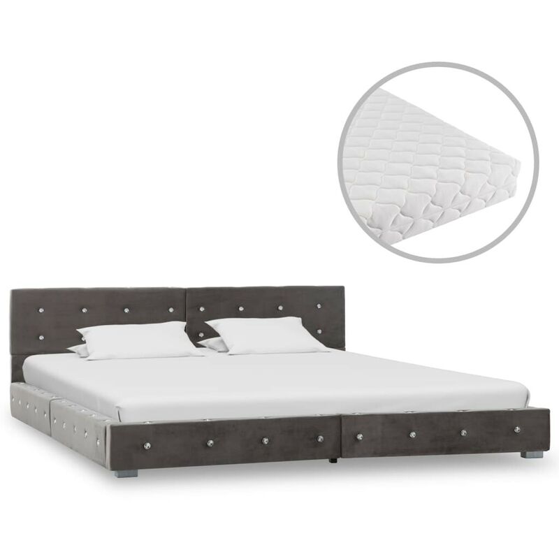 Bett mit Matratze Grau Samt 180 x 200 cm 20801 - Topdeal