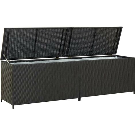Topdeal Boîte de rangement de jardin Résine tressée 200x50x60 cm Noir