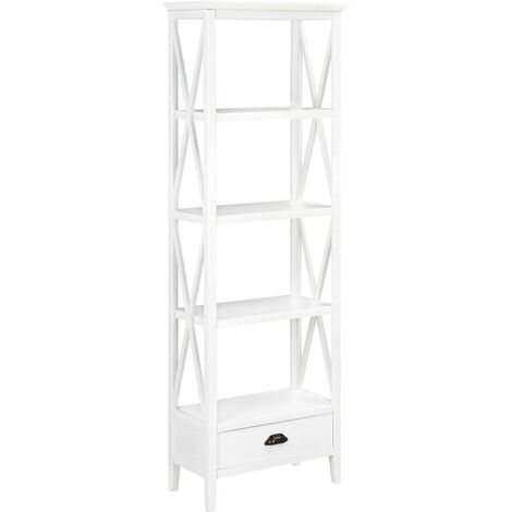 Topdeal Bookcase with 1 Drawer White 60x30x170 cm MDF VDTD22188