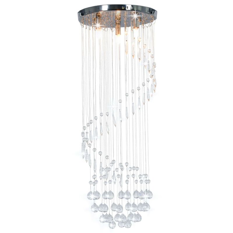 Ceiling Lamp with Crystal Beads Silver Spiral G9 VDTD23174 - Topdeal