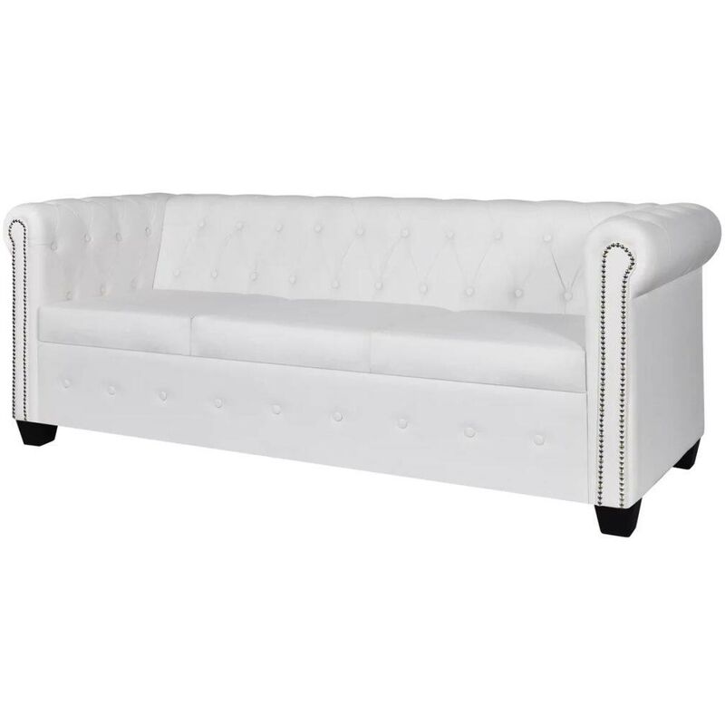 Topdeal - Chesterfield Sofa 3-Sitzer Kunstleder Weiß 09233