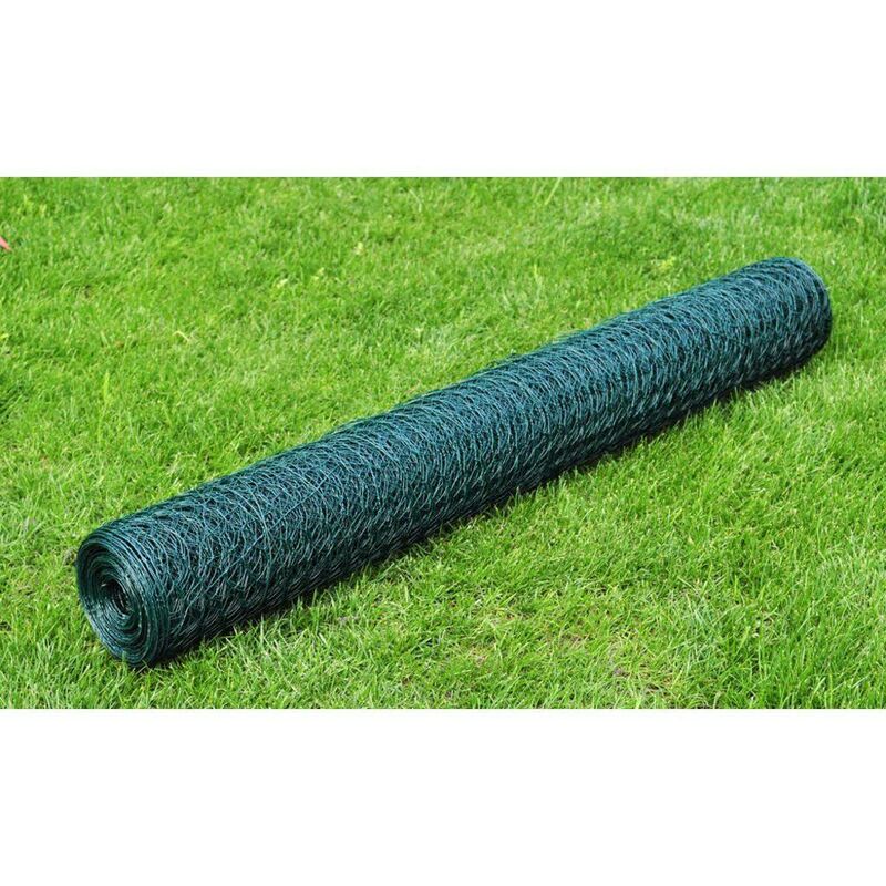 Chicken Wire Fence Galvanised with pvc Coating 25x0.5 m Green VDTD03557