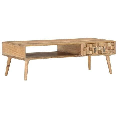Topdeal Coffee Table 110x50x35 cm Solid Acacia Wood FF287441_UK