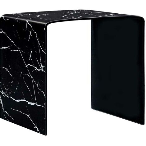 Topdeal Coffee Table Black Marble 50x50x45 cm Tempered Glass VDTD25032