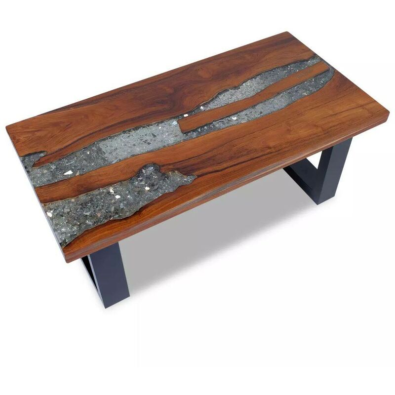 Topdeal - Couchtisch Teak Harz 100x50 cm 09823