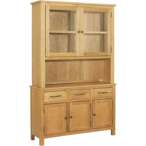 main image of "Topdeal Desk Hutch 110x33.5x105 cm Solid Oak Wood VDTD13451"