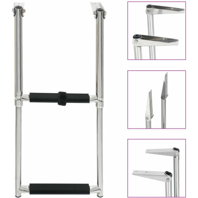 Chelle d'embarquement pliable 2 marches Acier inoxydable FF92373FR - Topdeal