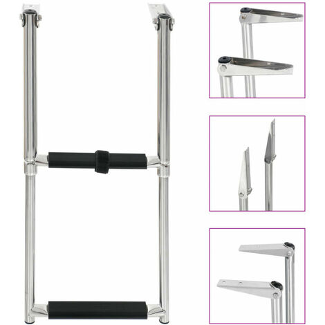 Topdeal échelle d'embarquement pliable 2 marches Acier inoxydable FF92373FR