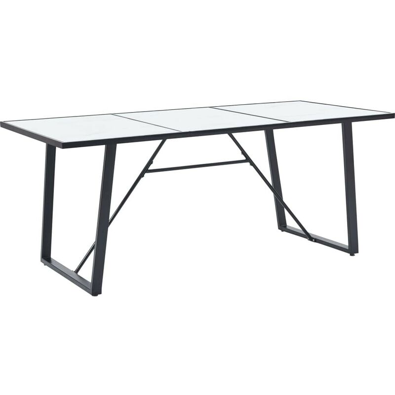 Topdeal - Esstisch Weiß 180 x 90 x 75 cm Hartglas 23151