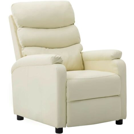 Topdeal Fauteuil inclinable Crème Similicuir FF289683FR