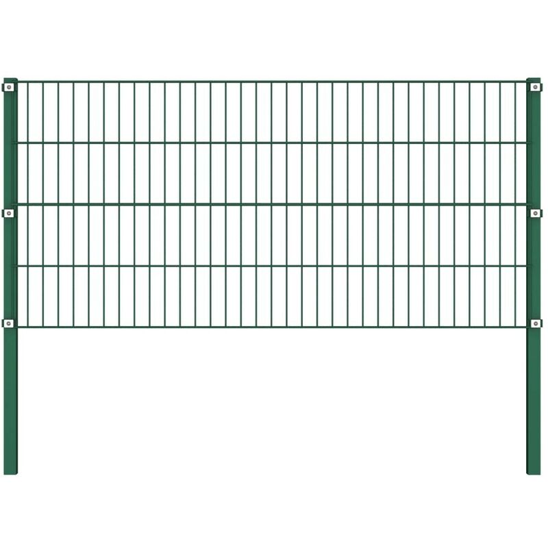 Fence Panel with Posts Iron 1.7x0.8 m Green VDTD06307 - Topdeal