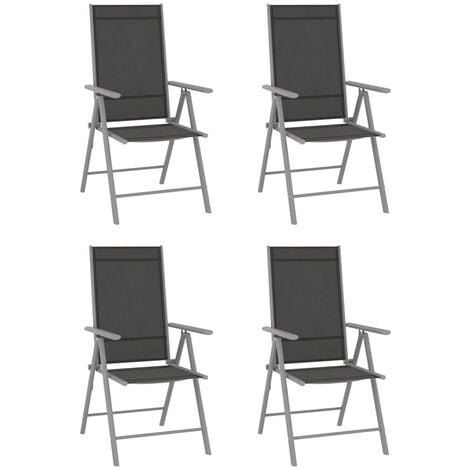 Topdeal Folding Garden Chairs 4 pcs Textilene Black FF312182_UK