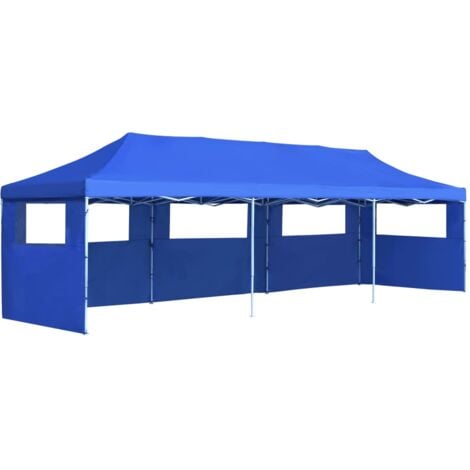 Topdeal Folding Pop-up Party Tent with 5 Sidewalls 3x9 m Blue VDTD29144