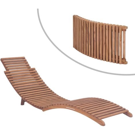 Topdeal Folding Sun Lounger Solid Teak Wood VDTD28854