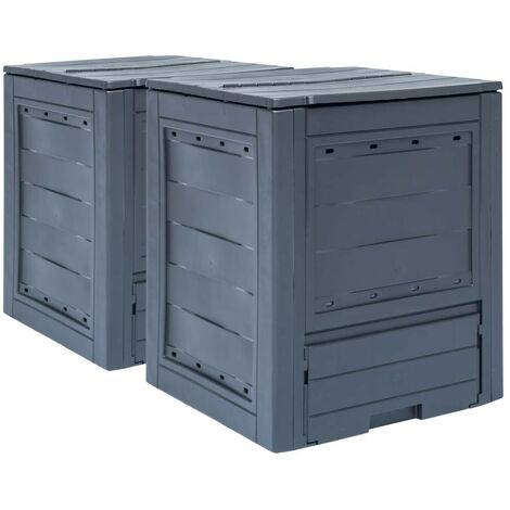 Topdeal Garden Composters 2 pcs Grey 60x60x73cm 520 L VDTD21187