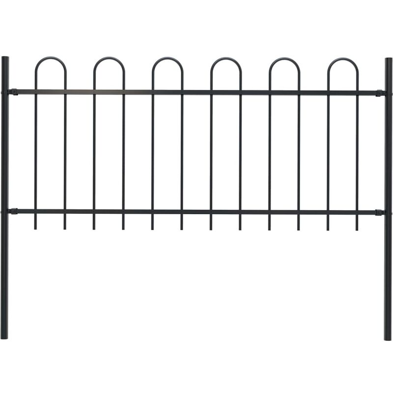 Topdeal Garden Fence with Hoop Top Steel 1.7x0.8 m Black VDTD06303