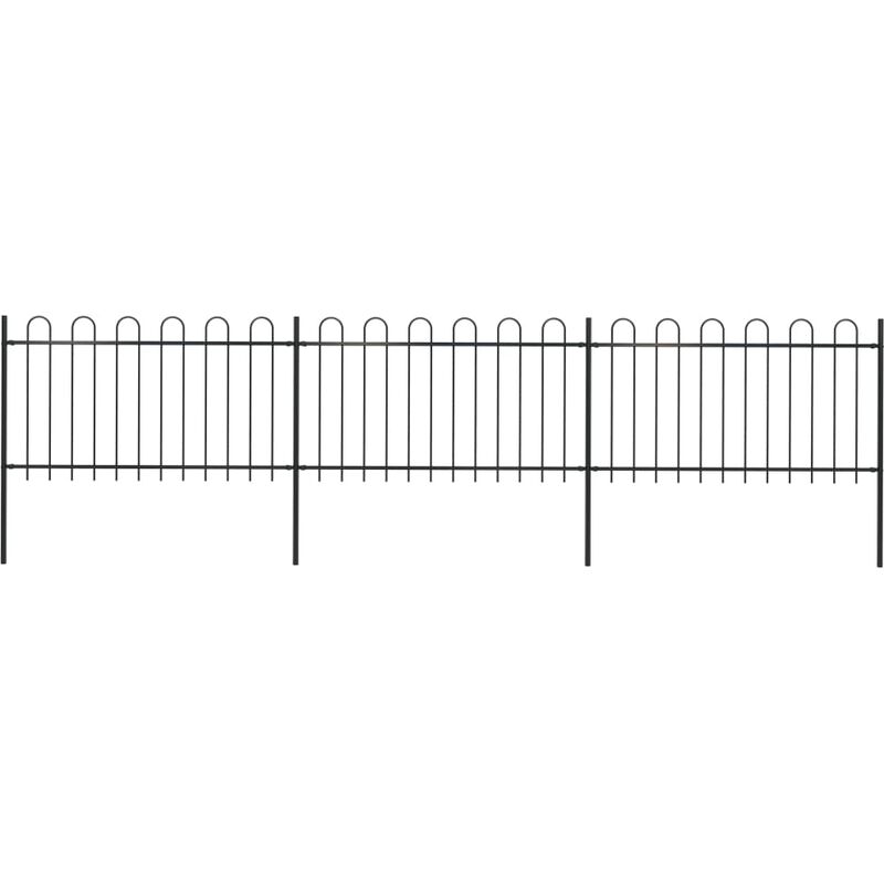 Topdeal Garden Fence with Hoop Top Steel 5.1x1 m Black VDTD20318