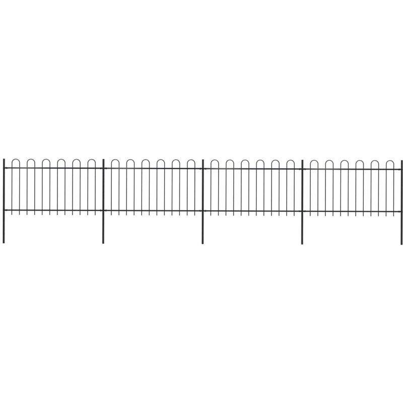 Topdeal Garden Fence with Hoop Top Steel 6.8x1 m Black VDTD20319