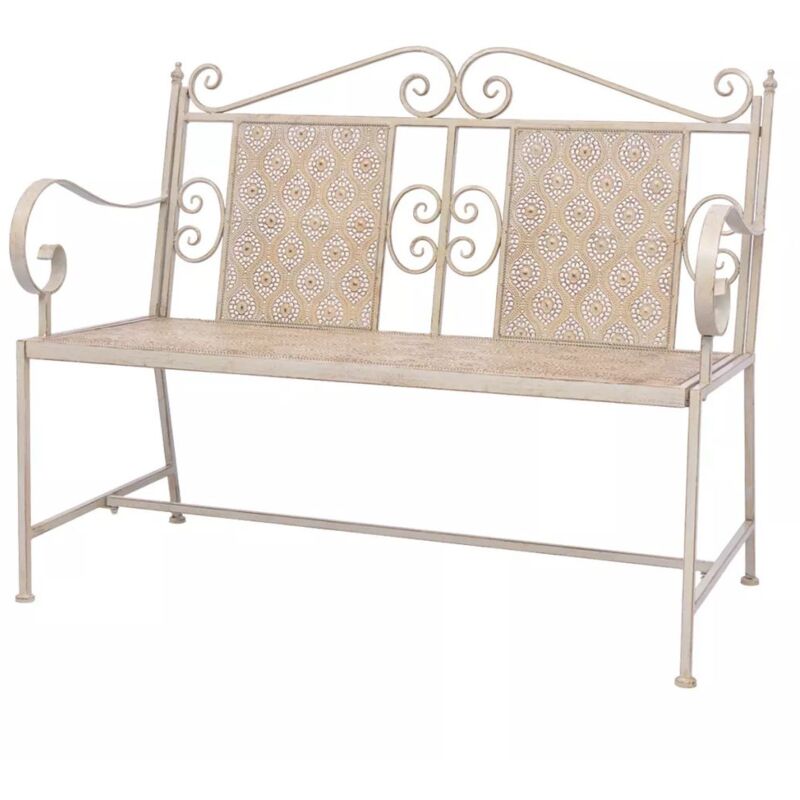 Topdeal - Gartenbank 115 cm Stahl Weiß 27533