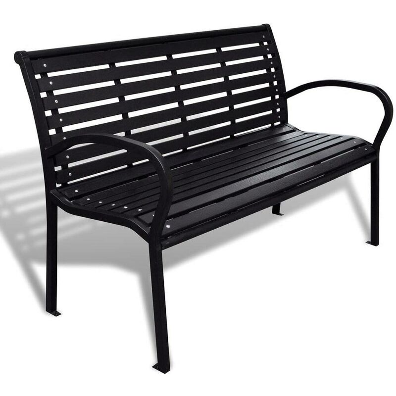 Topdeal - Gartenbank 125 cm Stahl und WPC Schwarz 26573