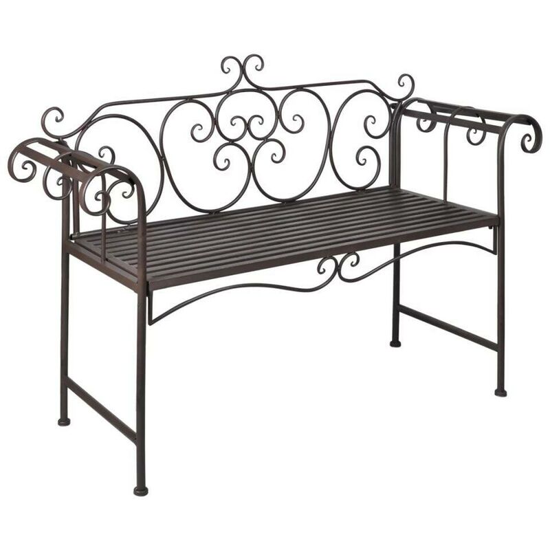 Topdeal - Gartenbank 132 cm Stahl Antik Braun 26220