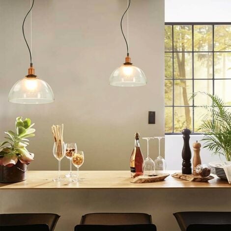 Topdeal Hanging Lamps 2 pcs Transparent Round 30 cm E27 VDTD30692