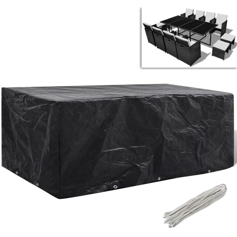 VDTD26611_FR Housse de meuble de jardin Résine tressée 10 ?illets 229x113 cm - Topdeal