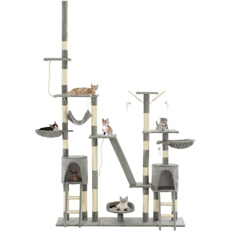 Topdeal Katzen-Kratzbaum mit Sisal-Kratzsäulen 230 - 250 cm Grau 07173