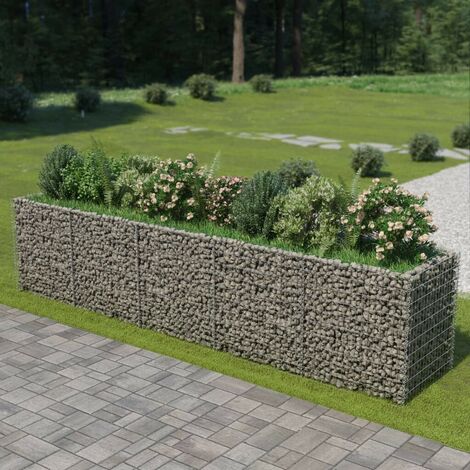 Topdeal Lit surélevé à gabion Acier galvanisé 450x90x100 cm