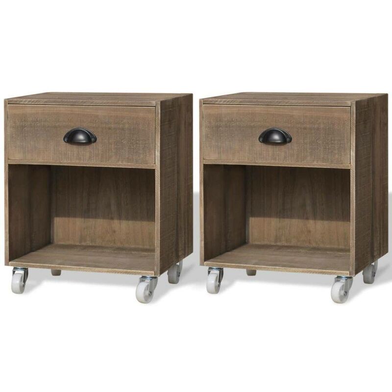 Nachttisch Braun 2 Stk Massivholz 09653 - Topdeal