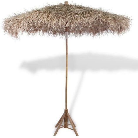 Topdeal Parasol en bambou avec toit en feuille de bananier 210 cm