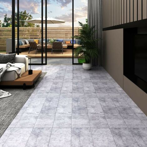 Topdeal Planches de plancher PVC 4,46 mètres carrés 3 mm Autoadhésif Gris ciment