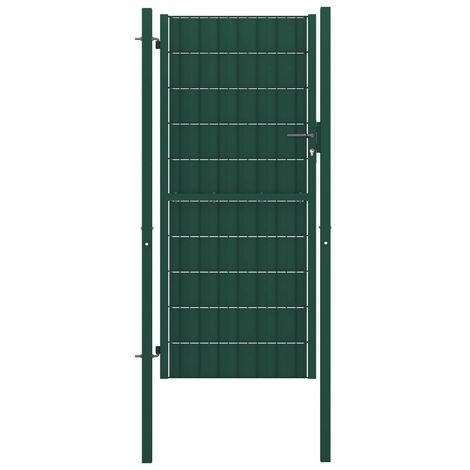 Topdeal Portail de clôture PVC et acier 100x164 cm Vert