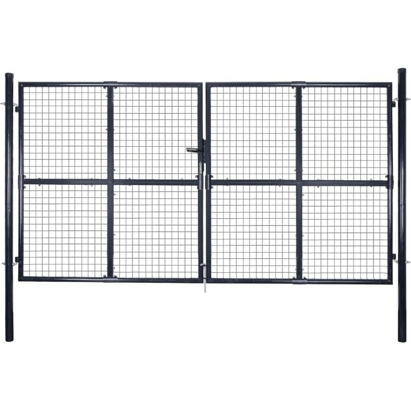 Portail en maille de jardin Acier galvanisé 289x175 cm Gris
